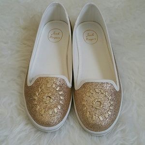 JACK ROGERS Gold Flats Shoes 9.5
